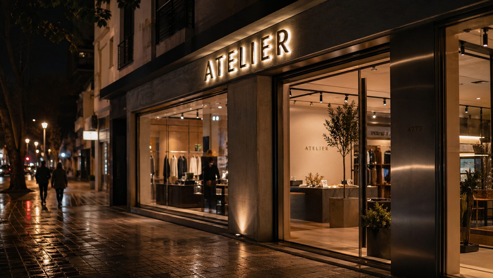 Главное фото — акриловая вывеска со светодиодной подсветкой ночью